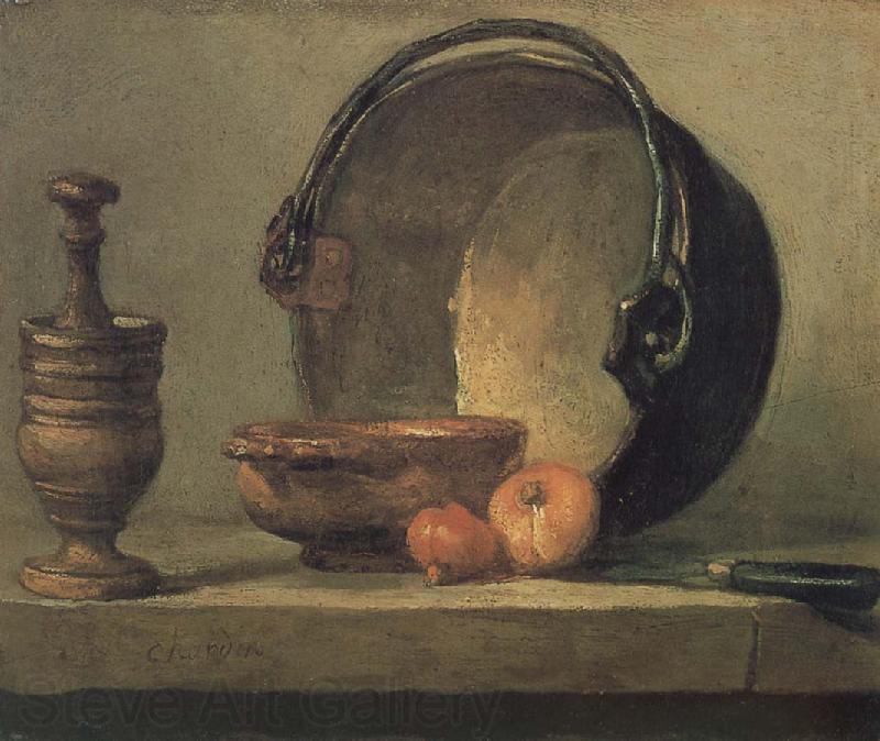Jean Baptiste Simeon Chardin Bowl two onion copper clepsydras and knife France oil painting art